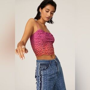 AFRM Revolve Pink Leopard Capri Top Casual Vacation Colorful Stretch Medium